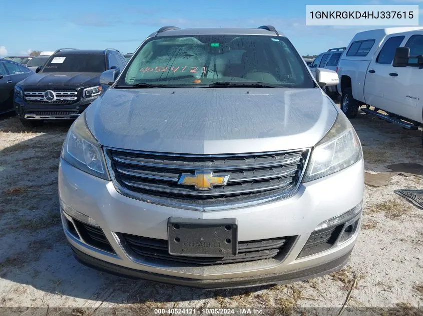 2017 Chevrolet Traverse Lt VIN: 1GNKRGKD4HJ337615 Lot: 40524121