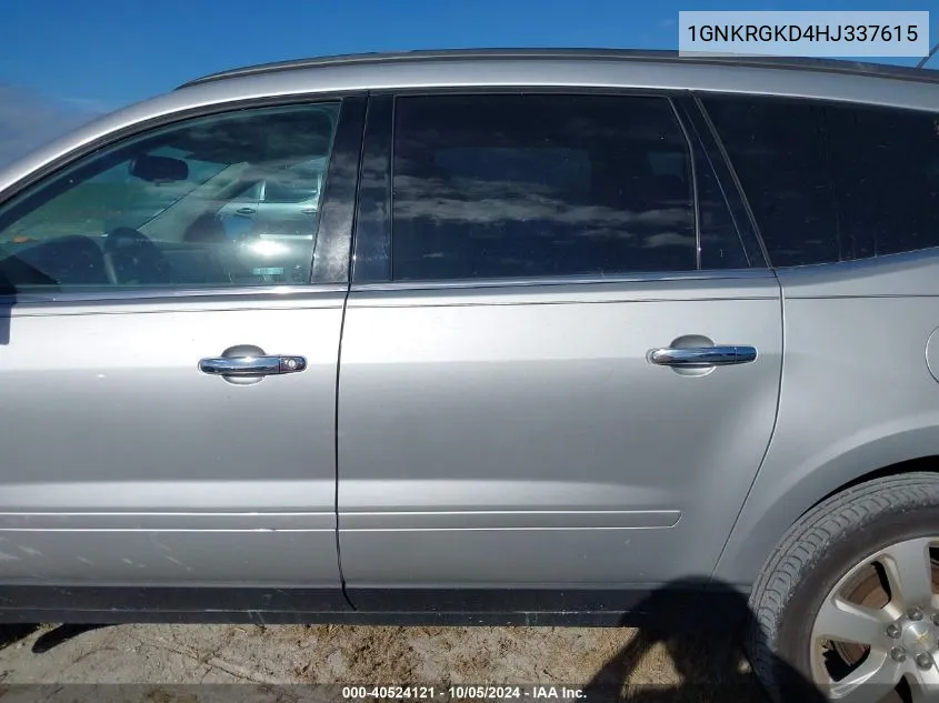 2017 Chevrolet Traverse Lt VIN: 1GNKRGKD4HJ337615 Lot: 40524121