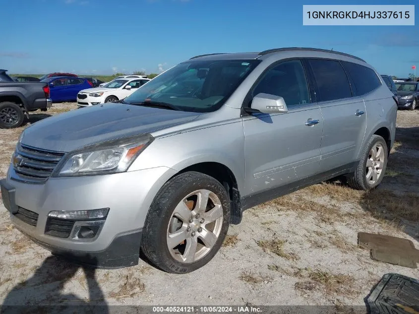 2017 Chevrolet Traverse Lt VIN: 1GNKRGKD4HJ337615 Lot: 40524121