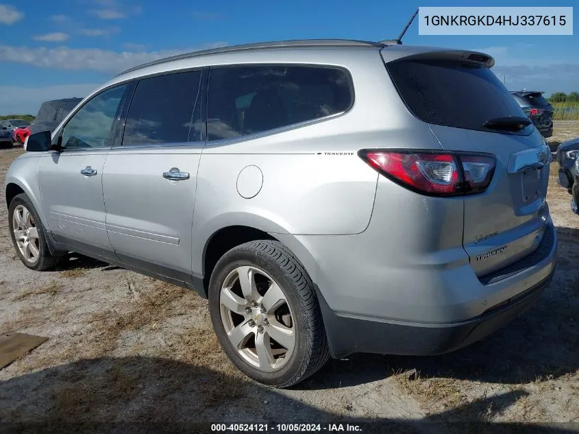 2017 Chevrolet Traverse Lt VIN: 1GNKRGKD4HJ337615 Lot: 40524121