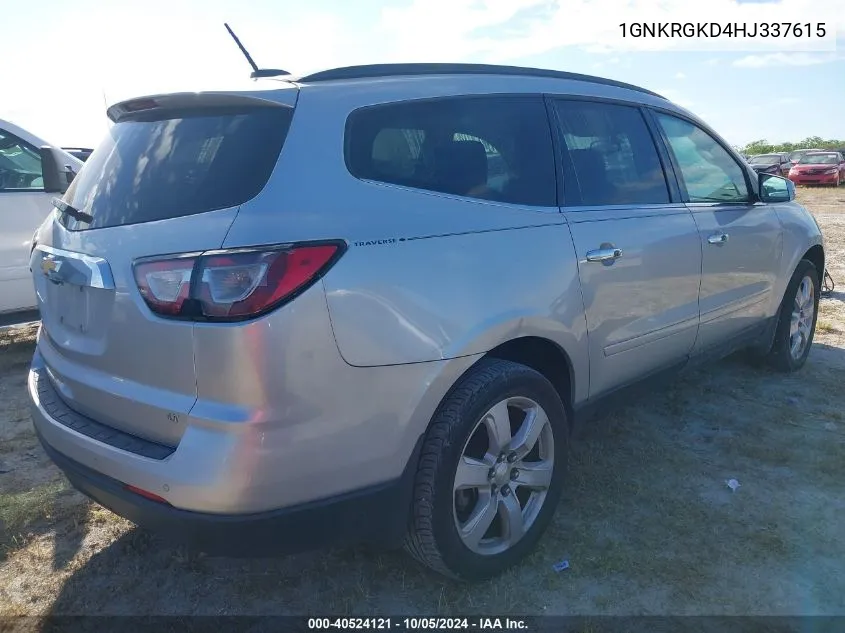 2017 Chevrolet Traverse Lt VIN: 1GNKRGKD4HJ337615 Lot: 40524121