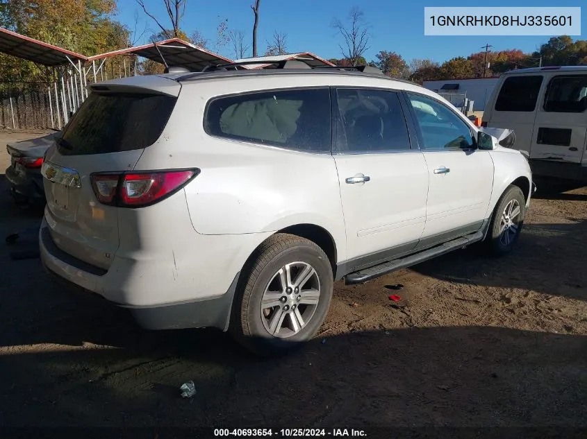 2017 Chevrolet Traverse Lt VIN: 1GNKRHKD8HJ335601 Lot: 40693654