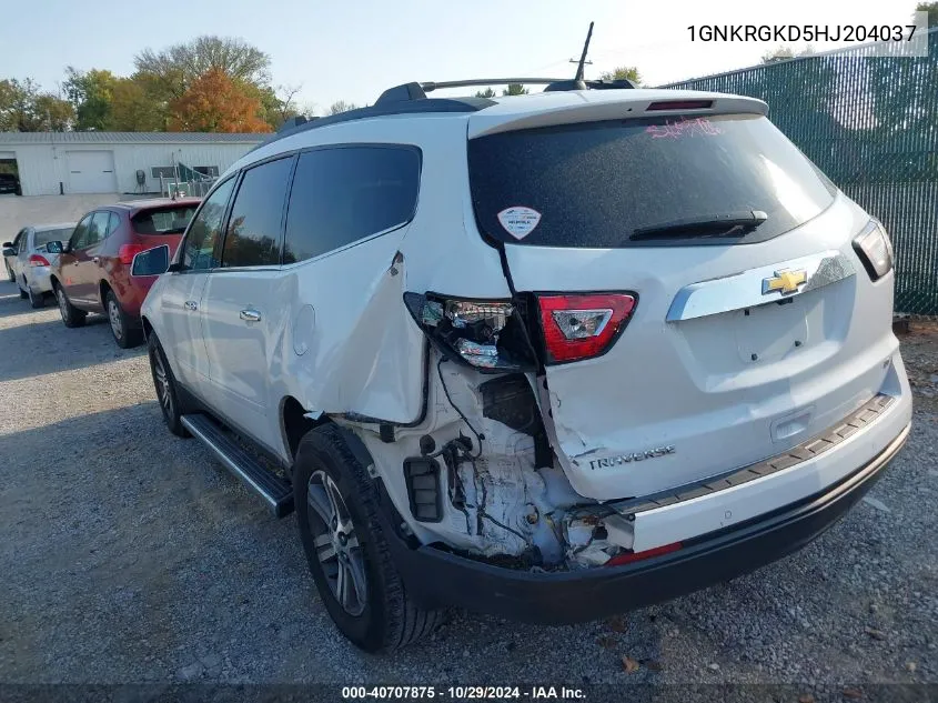 2017 Chevrolet Traverse 1Lt VIN: 1GNKRGKD5HJ204037 Lot: 40707875