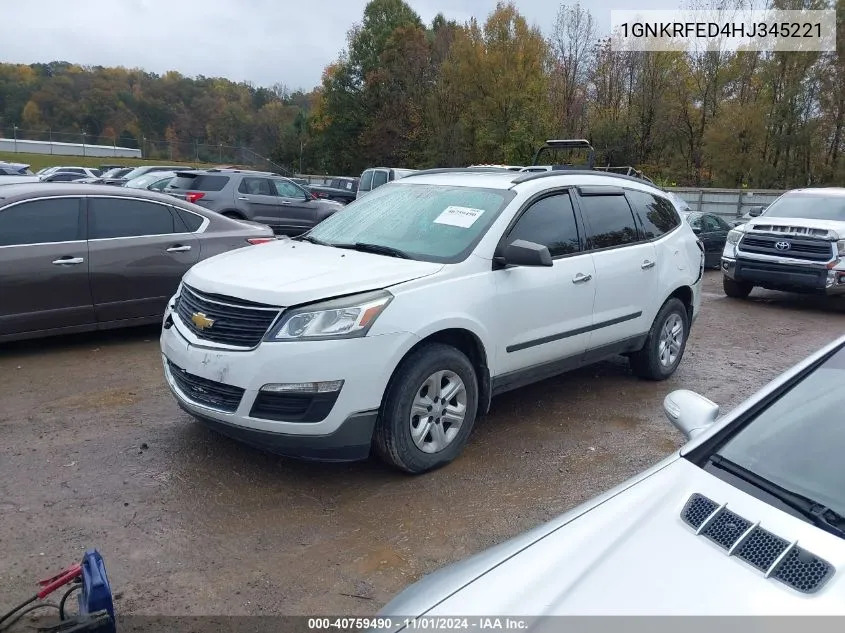 2017 Chevrolet Traverse Ls VIN: 1GNKRFED4HJ345221 Lot: 40759490