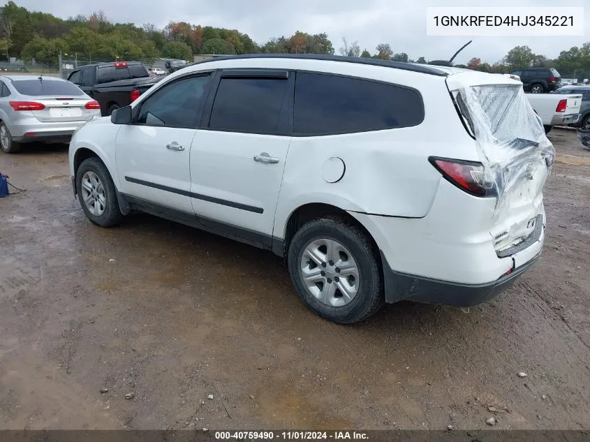 2017 Chevrolet Traverse Ls VIN: 1GNKRFED4HJ345221 Lot: 40759490