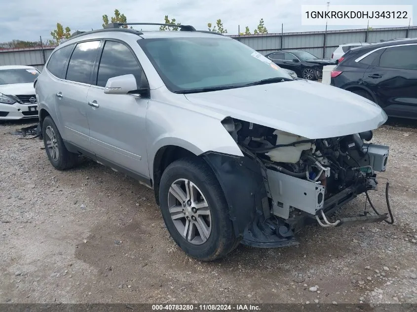 2017 Chevrolet Traverse 1Lt VIN: 1GNKRGKD0HJ343122 Lot: 40783280