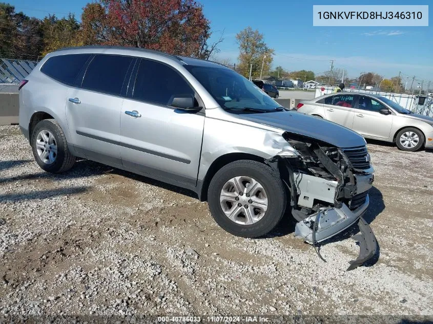 2017 Chevrolet Traverse Ls VIN: 1GNKVFKD8HJ346310 Lot: 40786033