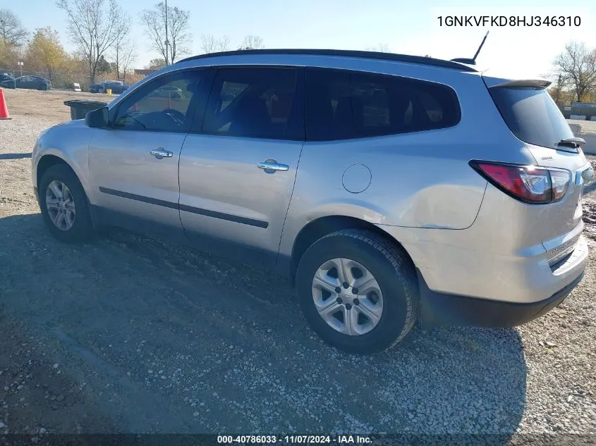 2017 Chevrolet Traverse Ls VIN: 1GNKVFKD8HJ346310 Lot: 40786033