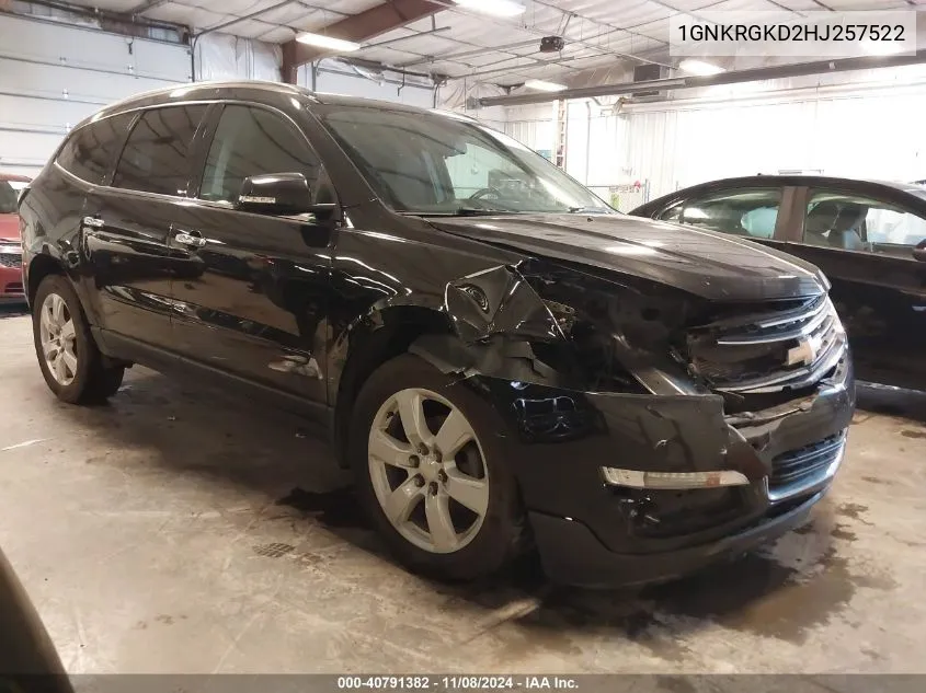 2017 Chevrolet Traverse 1Lt VIN: 1GNKRGKD2HJ257522 Lot: 40791382