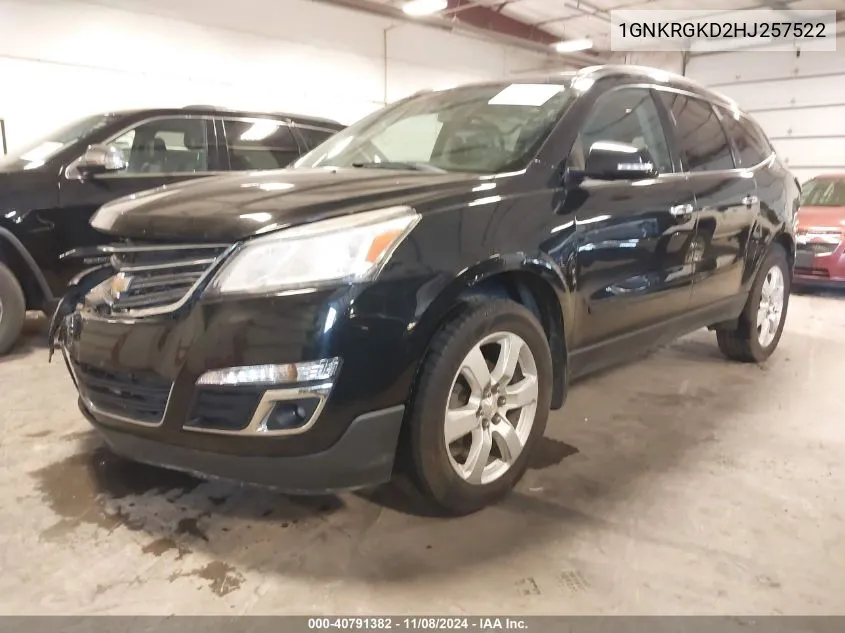 2017 Chevrolet Traverse 1Lt VIN: 1GNKRGKD2HJ257522 Lot: 40791382