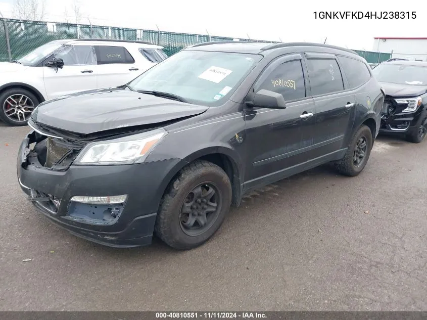 2017 Chevrolet Traverse Ls VIN: 1GNKVFKD4HJ238315 Lot: 40810551