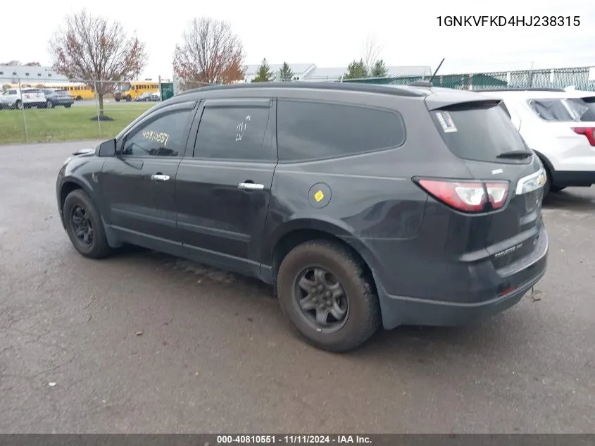 2017 Chevrolet Traverse Ls VIN: 1GNKVFKD4HJ238315 Lot: 40810551