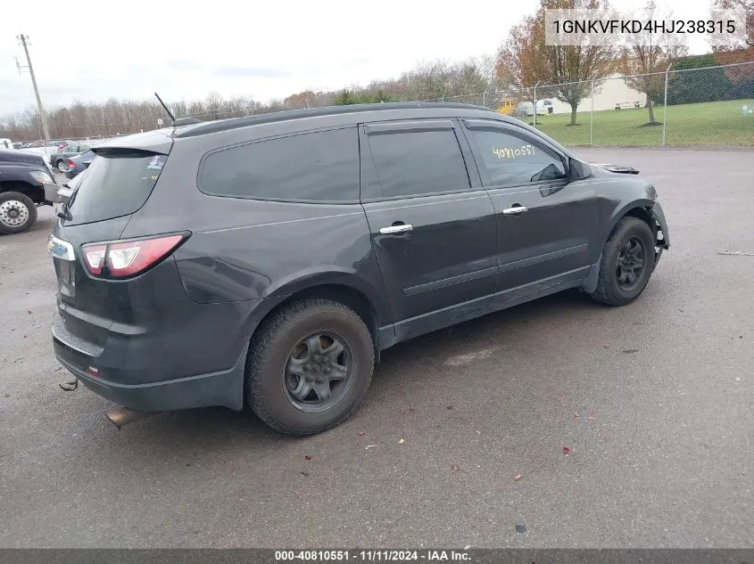 2017 Chevrolet Traverse Ls VIN: 1GNKVFKD4HJ238315 Lot: 40810551