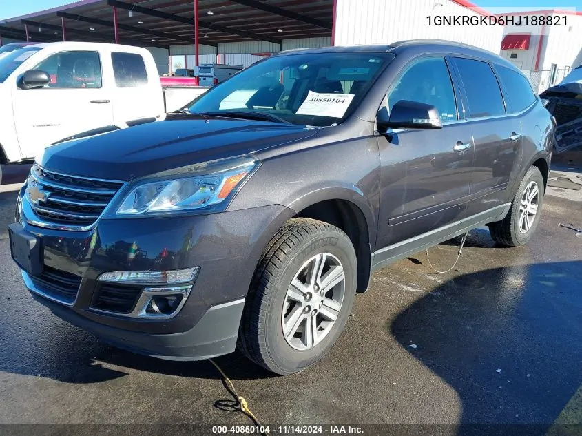 2017 Chevrolet Traverse 1Lt VIN: 1GNKRGKD6HJ188821 Lot: 40850104