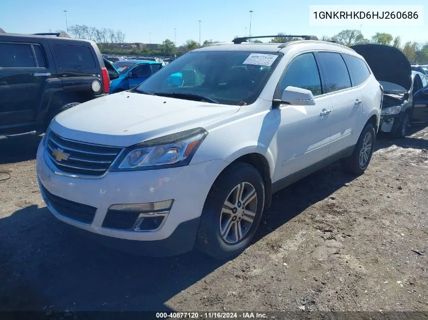 2017 Chevrolet Traverse 2Lt VIN: 1GNKRHKD6HJ260686 Lot: 40877120