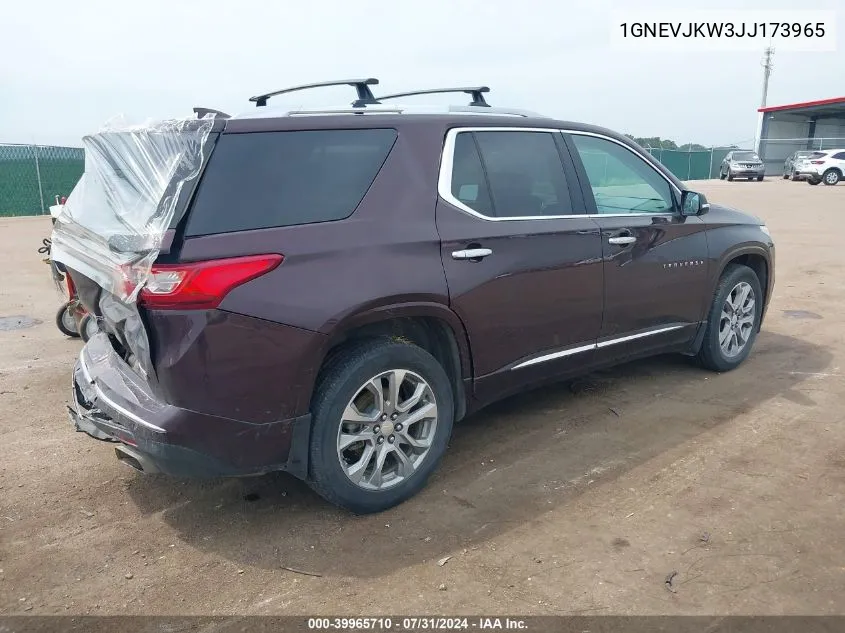 1GNEVJKW3JJ173965 2018 Chevrolet Traverse Premier