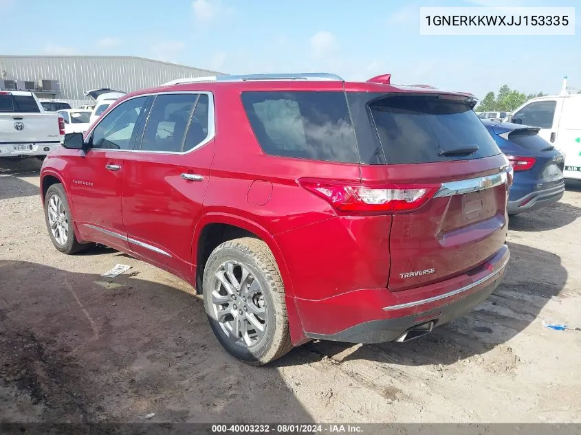 2018 Chevrolet Traverse Premier VIN: 1GNERKKWXJJ153335 Lot: 40003232