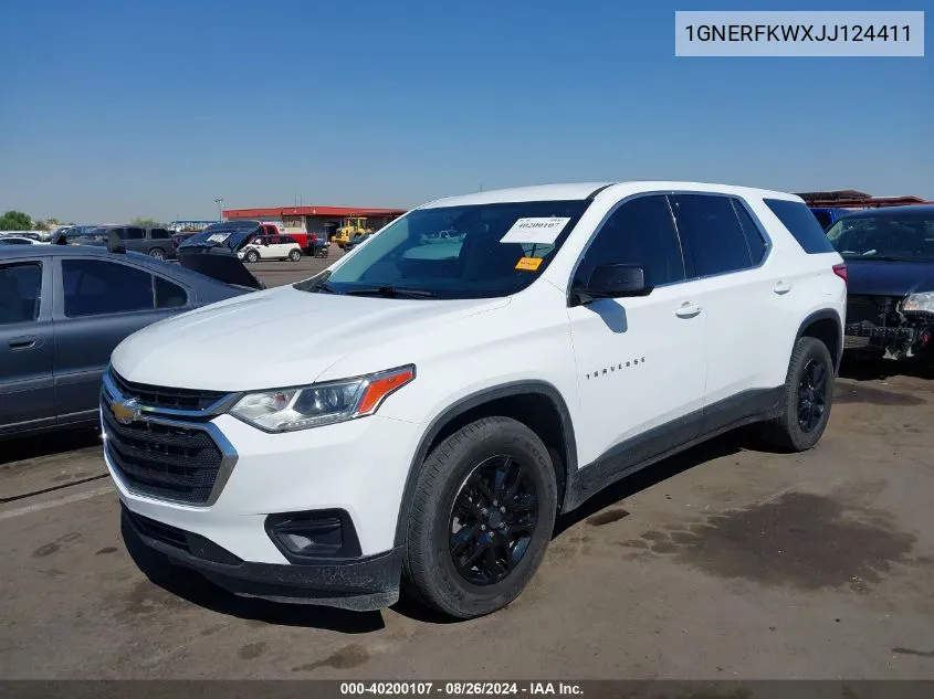 2018 Chevrolet Traverse Ls VIN: 1GNERFKWXJJ124411 Lot: 40200107