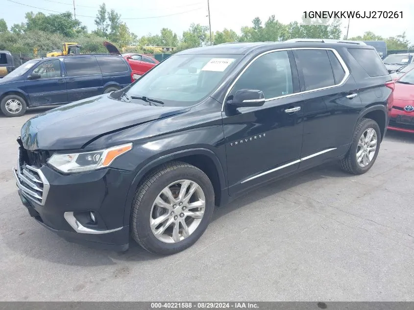 2018 Chevrolet Traverse High Country VIN: 1GNEVKKW6JJ270261 Lot: 40221588