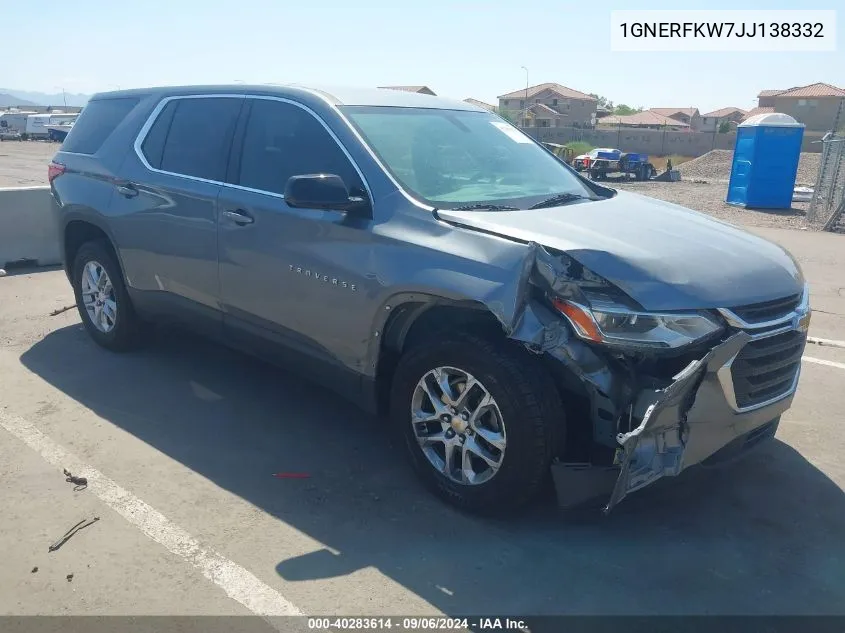 2018 Chevrolet Traverse Ls VIN: 1GNERFKW7JJ138332 Lot: 40283614