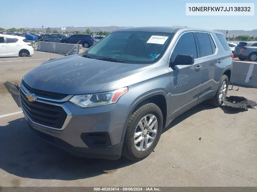 2018 Chevrolet Traverse Ls VIN: 1GNERFKW7JJ138332 Lot: 40283614