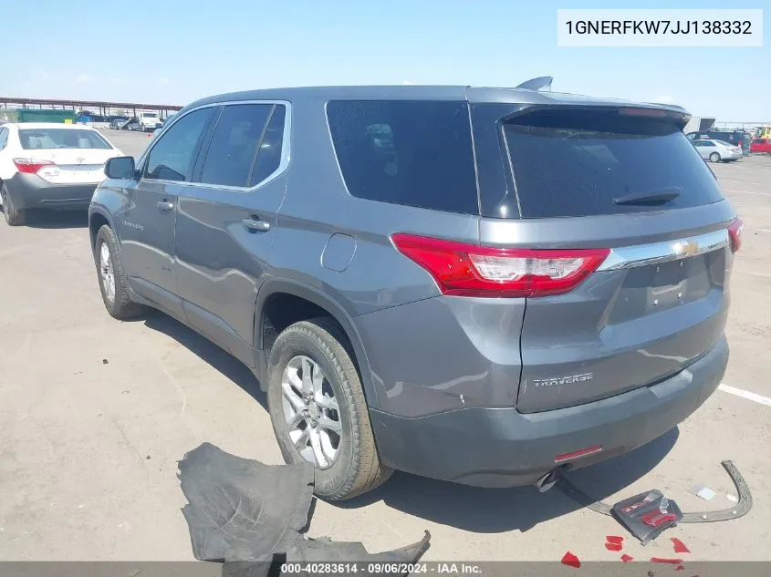 2018 Chevrolet Traverse Ls VIN: 1GNERFKW7JJ138332 Lot: 40283614