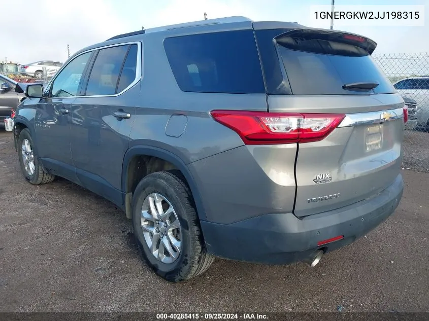 1GNERGKW2JJ198315 2018 Chevrolet Traverse 1Lt