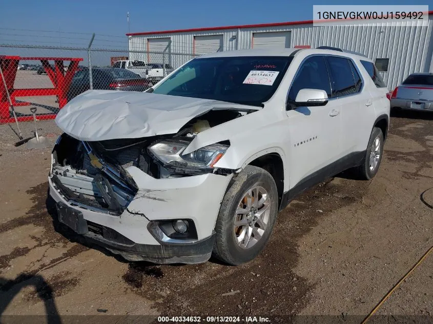 1GNEVGKW0JJ159492 2018 Chevrolet Traverse Lt