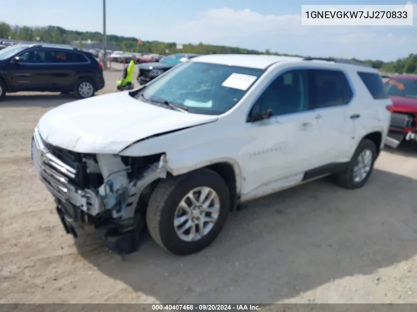 1GNEVGKW7JJ270833 2018 Chevrolet Traverse 1Lt