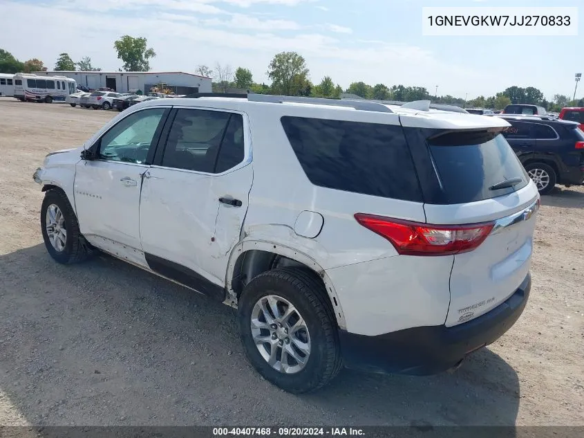 2018 Chevrolet Traverse 1Lt VIN: 1GNEVGKW7JJ270833 Lot: 40407468