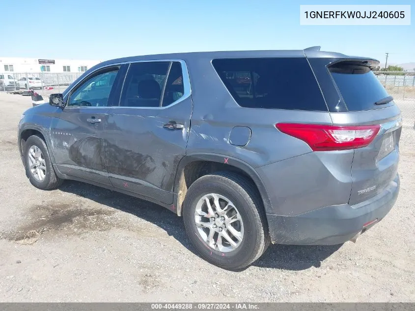 2018 Chevrolet Traverse Ls VIN: 1GNERFKW0JJ240605 Lot: 40449288