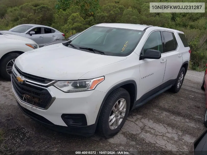 2018 Chevrolet Traverse Ls VIN: 1GNERFKW0JJ231287 Lot: 40515372