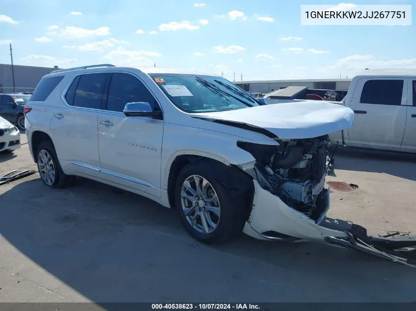 2018 Chevrolet Traverse Premier VIN: 1GNERKKW2JJ267751 Lot: 40538623