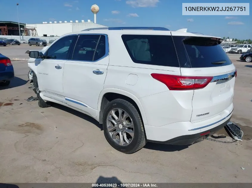 2018 Chevrolet Traverse Premier VIN: 1GNERKKW2JJ267751 Lot: 40538623