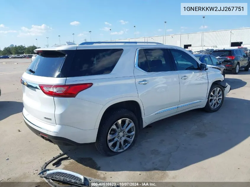 2018 Chevrolet Traverse Premier VIN: 1GNERKKW2JJ267751 Lot: 40538623