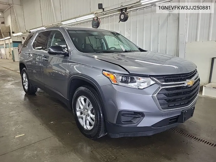 2018 Chevrolet Traverse Ls VIN: 1GNEVFKW3JJ250881 Lot: 40555080