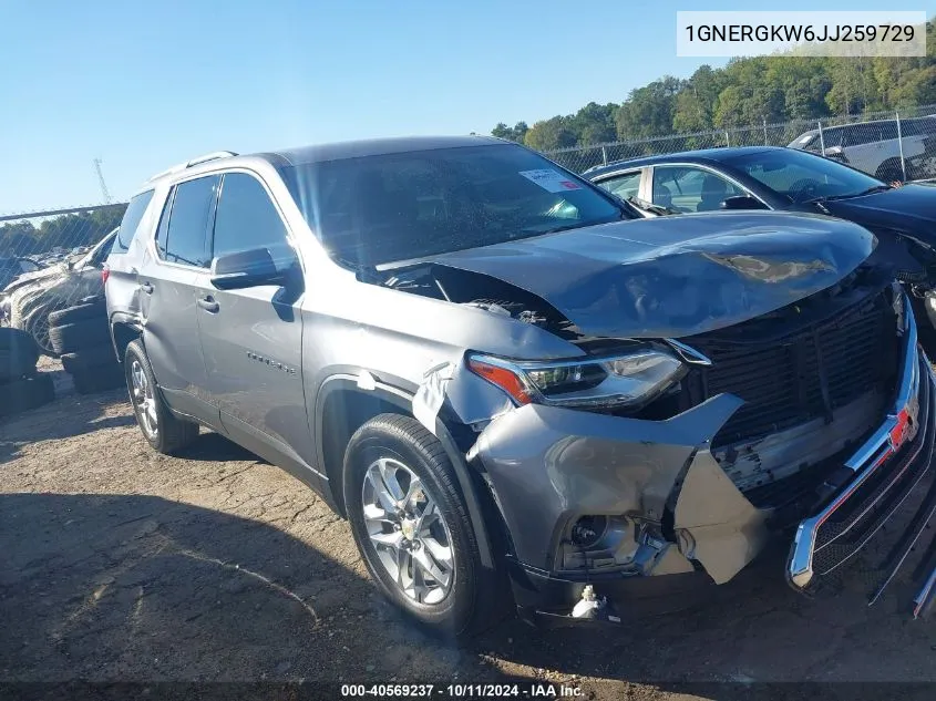 2018 Chevrolet Traverse Lt VIN: 1GNERGKW6JJ259729 Lot: 40569237