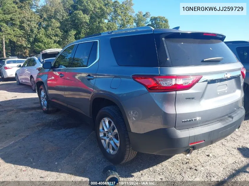 2018 Chevrolet Traverse Lt VIN: 1GNERGKW6JJ259729 Lot: 40569237