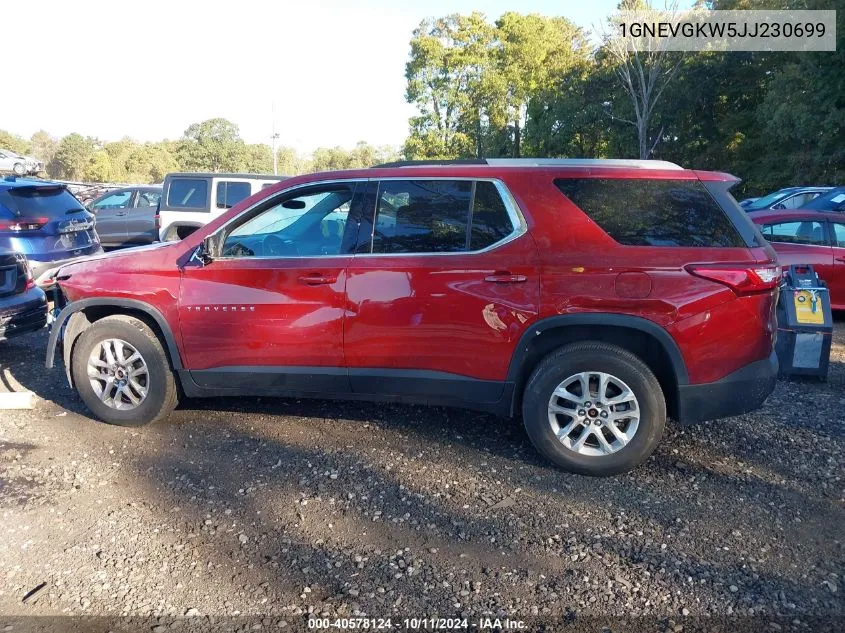 2018 Chevrolet Traverse 1Lt VIN: 1GNEVGKW5JJ230699 Lot: 40578124