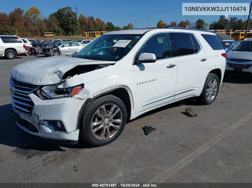 2018 Chevrolet Traverse High Country VIN: 1GNEVKKW2JJ110474 Lot: 40701497