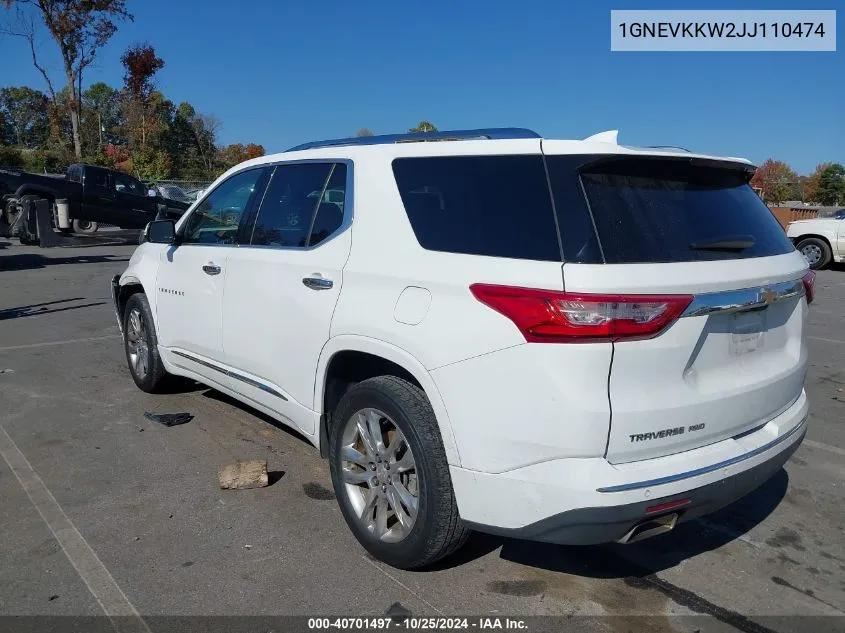 2018 Chevrolet Traverse High Country VIN: 1GNEVKKW2JJ110474 Lot: 40701497