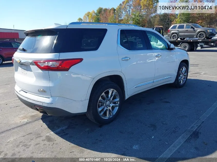 2018 Chevrolet Traverse High Country VIN: 1GNEVKKW2JJ110474 Lot: 40701497