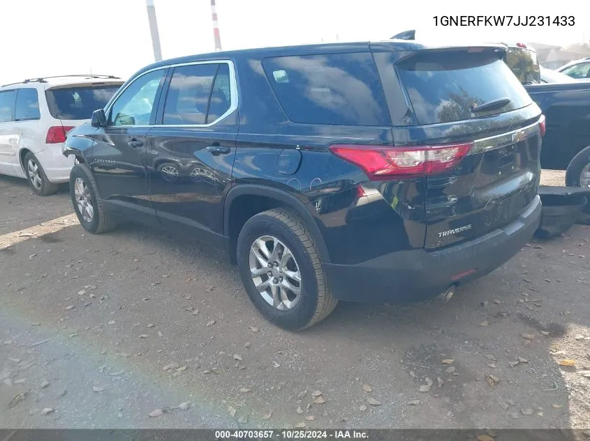 2018 Chevrolet Traverse Ls VIN: 1GNERFKW7JJ231433 Lot: 40703657