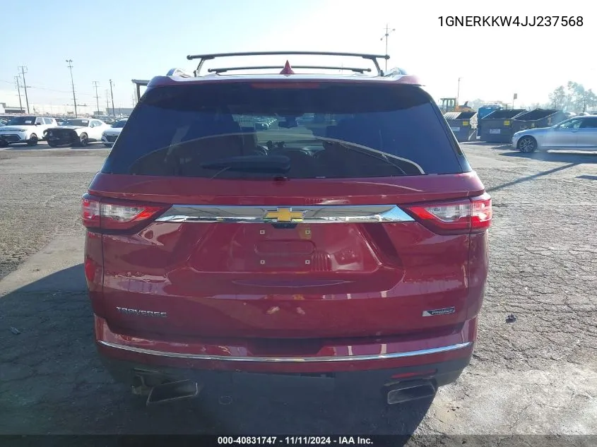 2018 Chevrolet Traverse Premier VIN: 1GNERKKW4JJ237568 Lot: 40831747