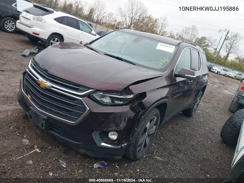 2018 Chevrolet Traverse 3Lt VIN: 1GNERHKW0JJ195886 Lot: 40888569