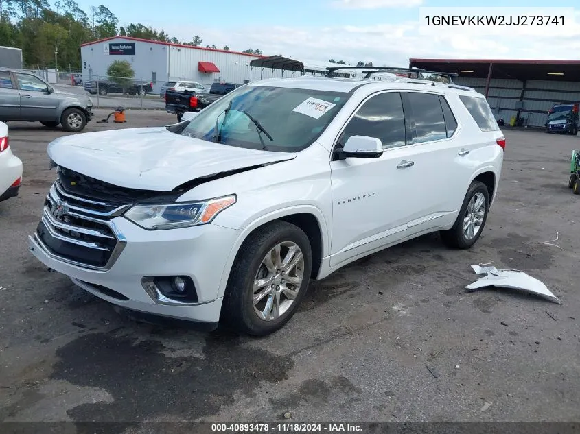 2018 Chevrolet Traverse High Country VIN: 1GNEVKKW2JJ273741 Lot: 40893478