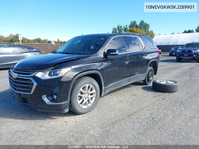 2019 Chevrolet Traverse Lt VIN: 1GNEVGKW3KJ289901 Lot: 12116071