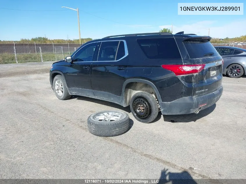 2019 Chevrolet Traverse Lt VIN: 1GNEVGKW3KJ289901 Lot: 12116071