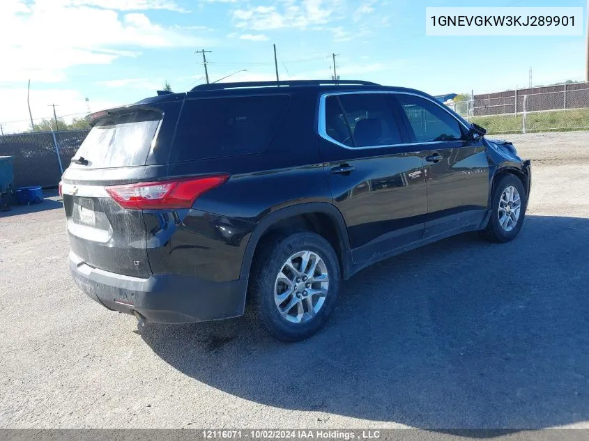 2019 Chevrolet Traverse Lt VIN: 1GNEVGKW3KJ289901 Lot: 12116071