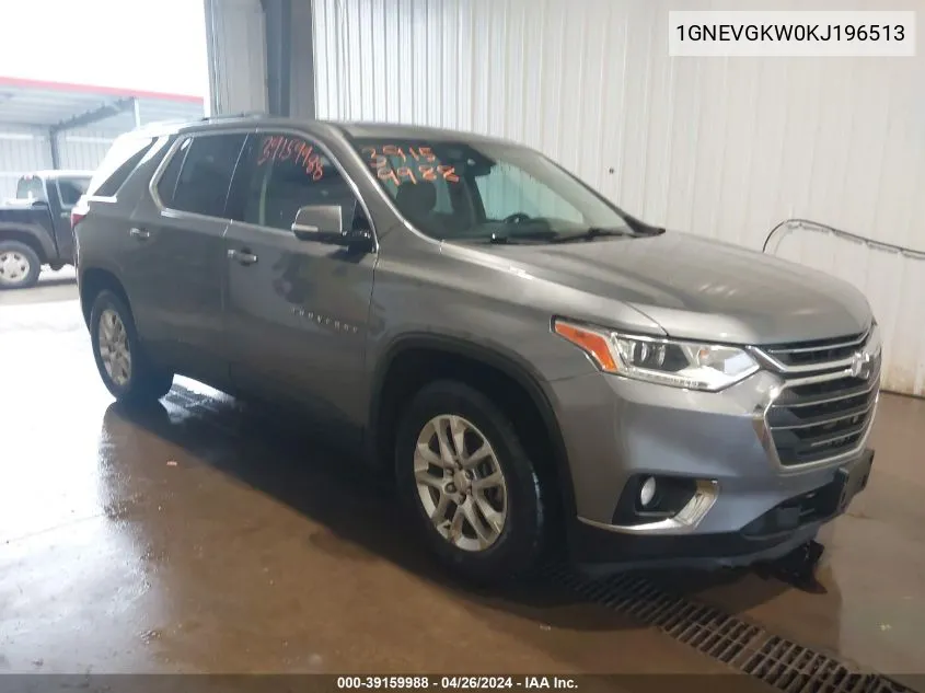 2019 Chevrolet Traverse 1Lt VIN: 1GNEVGKW0KJ196513 Lot: 39159988